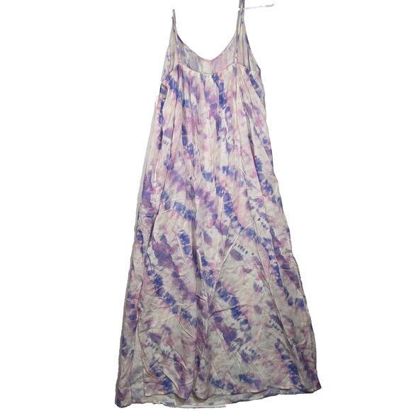 J + G Jasmine & Ginger Maxi Summer Dress Lrg Spaghetti Strap Side Slits Tie Dye - Picture 7 of 13